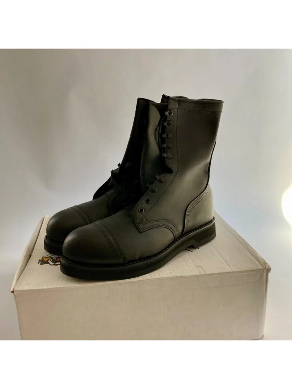 Addison Men's Steel Toe Safety Non-Spark Combat Boot Size 10W Black Leather NEW - Picture 1 of 8